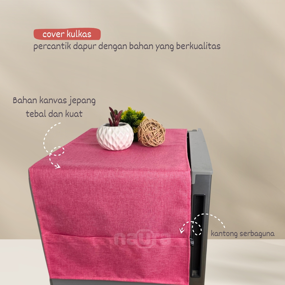 Cover Kulkas / Taplak Kulkas 1 Pintu Dan Kulkas 2 Pintu Jumbo Kain Kanvas Jepang Tebal Motif Natural