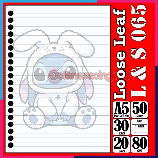 

Loose leaf Kertas binder A5 Isi 50 Lembar karakter Lilo & Steach kartun lucu Kertas binder autestic autestik Estetik Buku Refil isi ulang lucu warna warni bergambar garis Polos Repil Vol-2