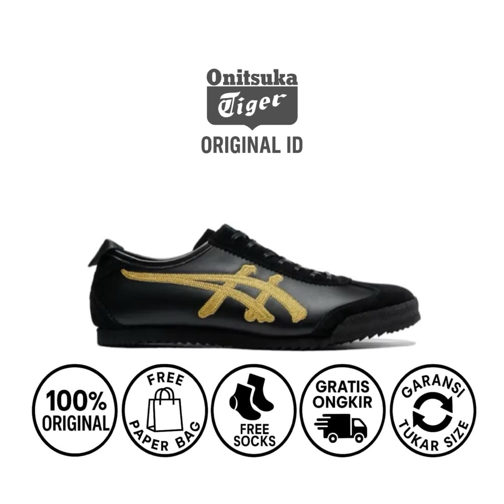 Sepatu sneakers pria onitsuka mexico 66 nippon kabuki black gold/ sepatu sneakers pria/ sepatu pria