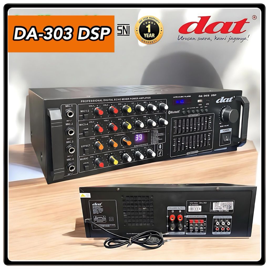 amplifier dat DA-303 DSP Power Amplifier Bluetooth USB Karaoke dat equalizer plus Bluetooth karaoke