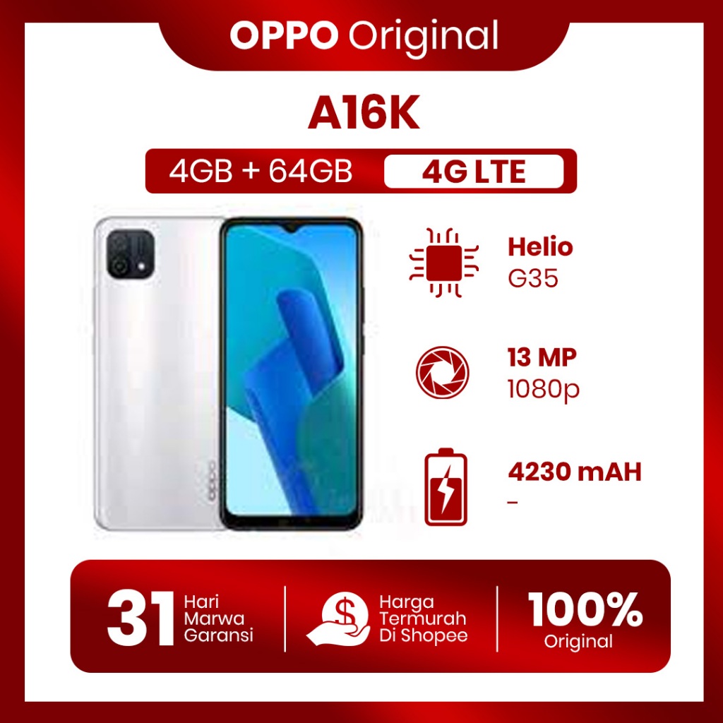 Oppo A16K 4/64GB FullSet Original Second Normal Garansi 100% Uang Kembali
