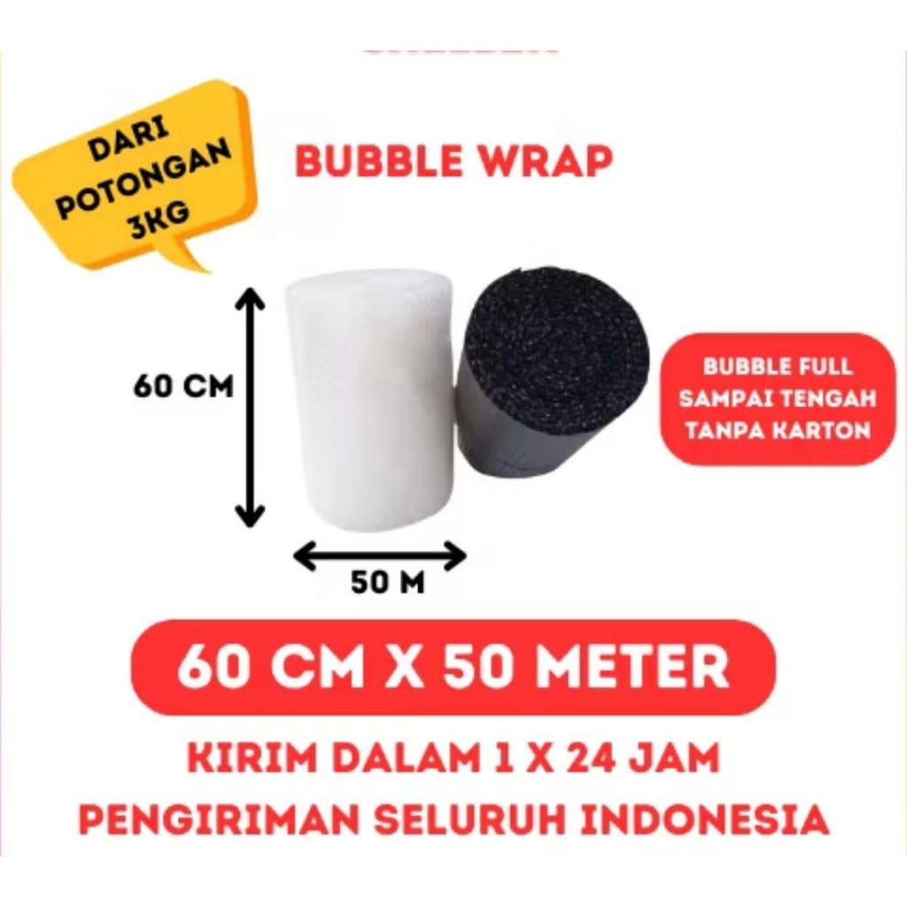 

Bubble wrap 60cm x 50meter bening hitam tebal untuk packing kemasan ready stock langsung kirim