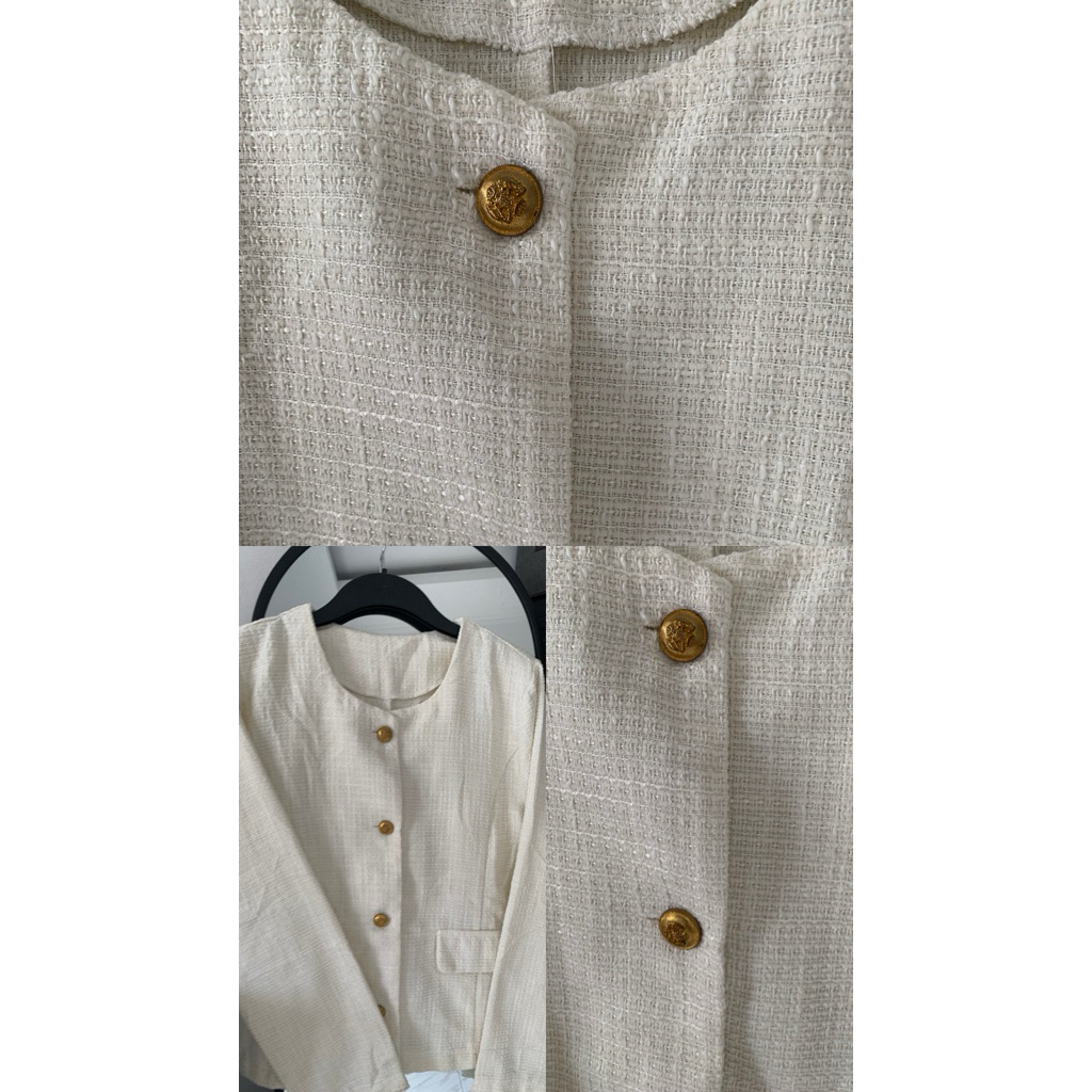 tweed blazer broken white