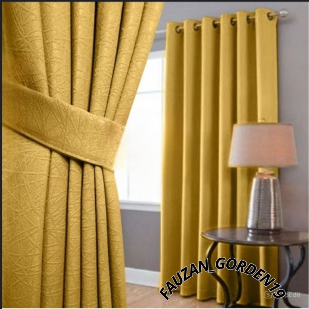 Gorden Blackout import motif serat tipis polos gorden pintu kamar dan jendela ruang tamu minimalis 6