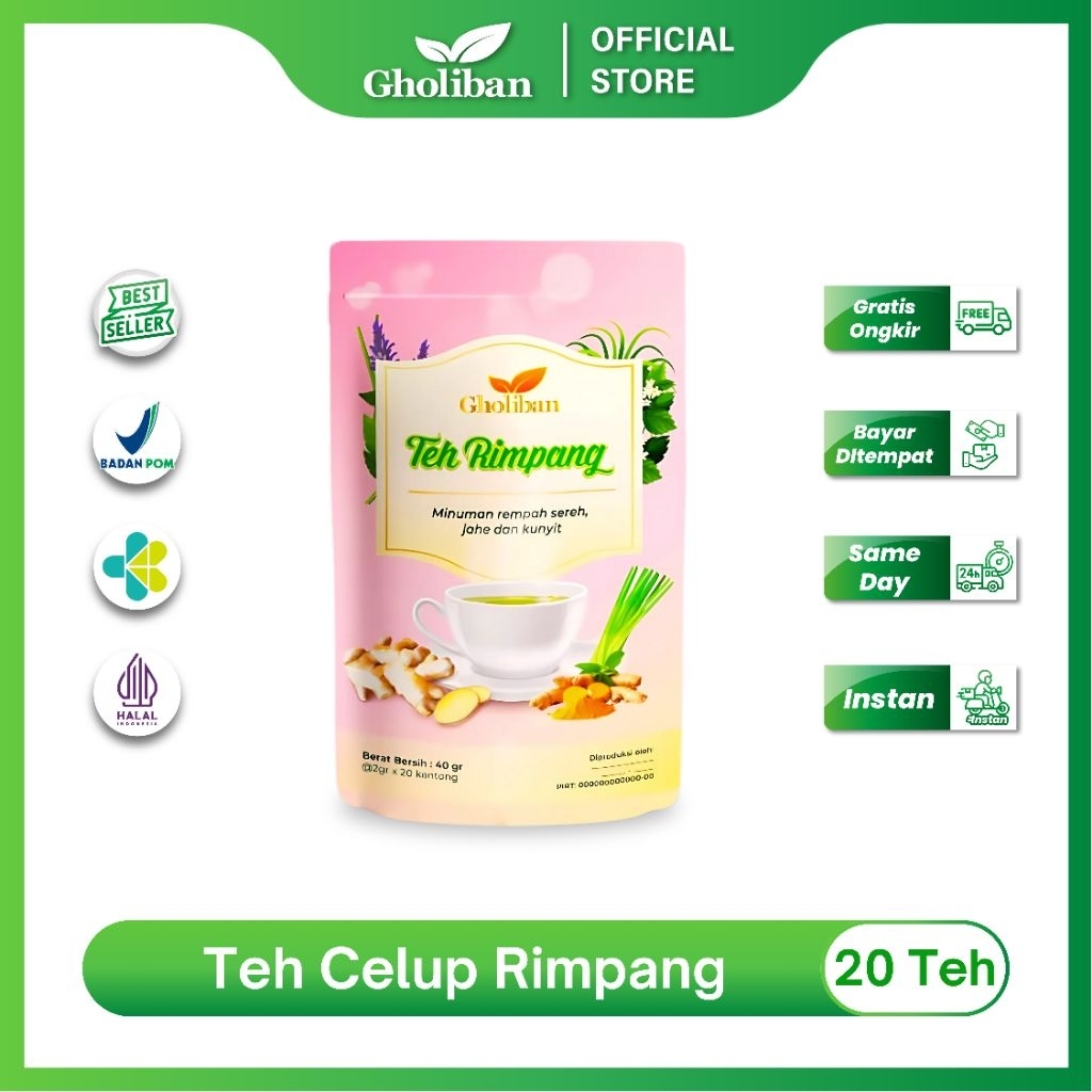 

Gholiban Teh Celup Rimpang 20 teh celup Rempah Alami