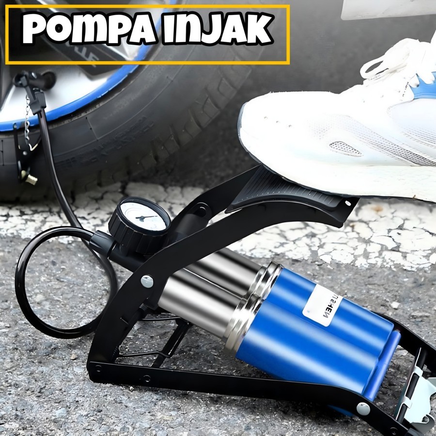 Pompa Injak Kaki Foot Pump / Pompa Angin Injak Ban Mobil Motor Sepeda / Pompa Angin Portable Injak