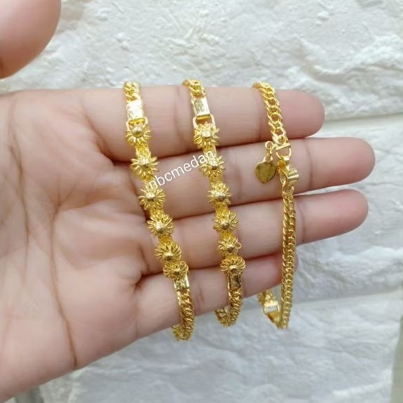 gelang matahari gelang bunga tanjung 1baris replika emas set matahari cantik