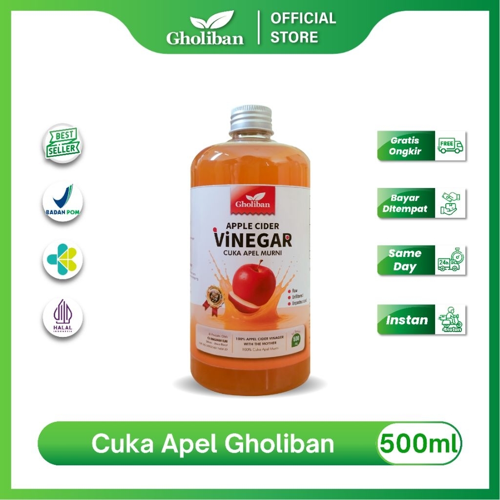 

Gholiban Cuka Apel Organik 500ml Apple Cider Vinegar With The Mother