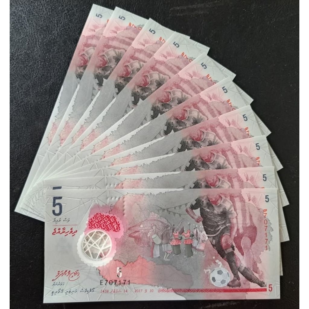 Uang asing maldives polymer 5 rufiyaa