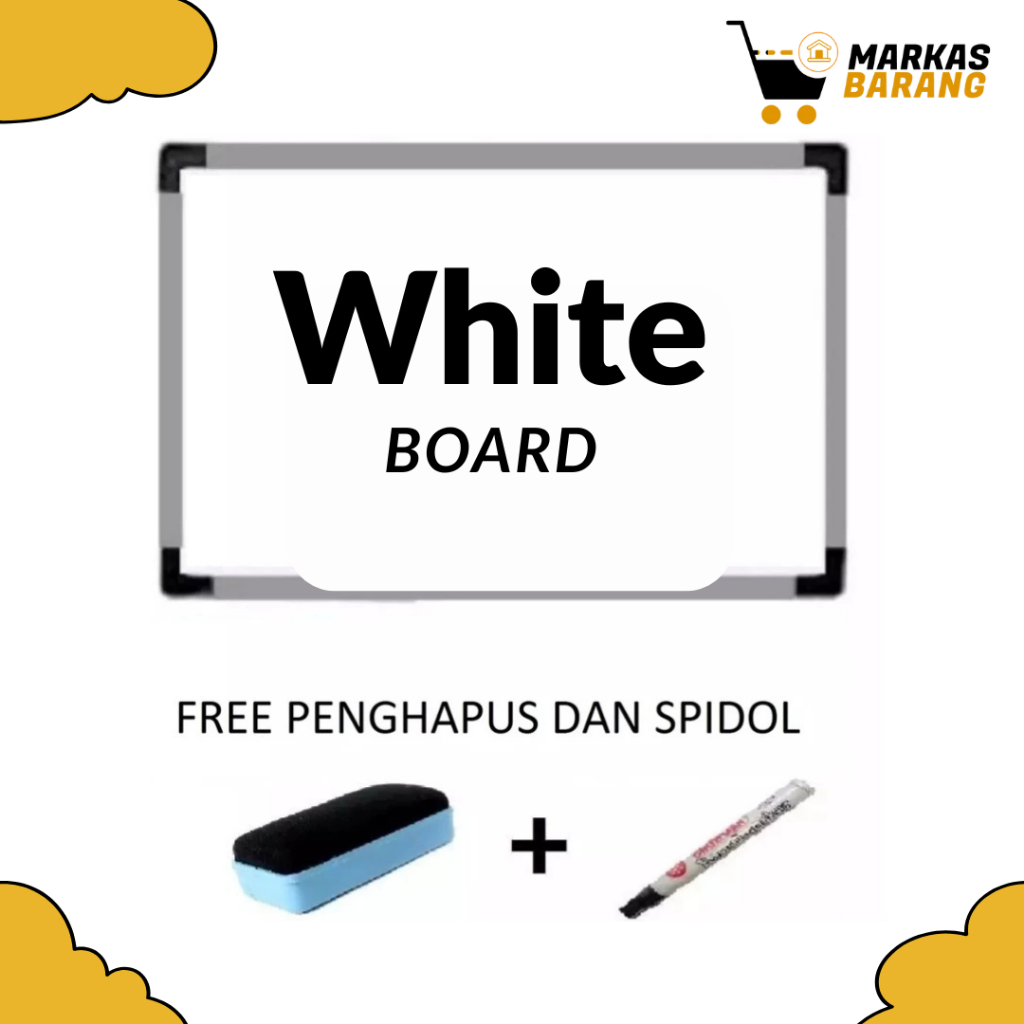 

White Board Papan Tulis Bolak Balik Free Spidol + Penghapus Ukuran 30 x 50