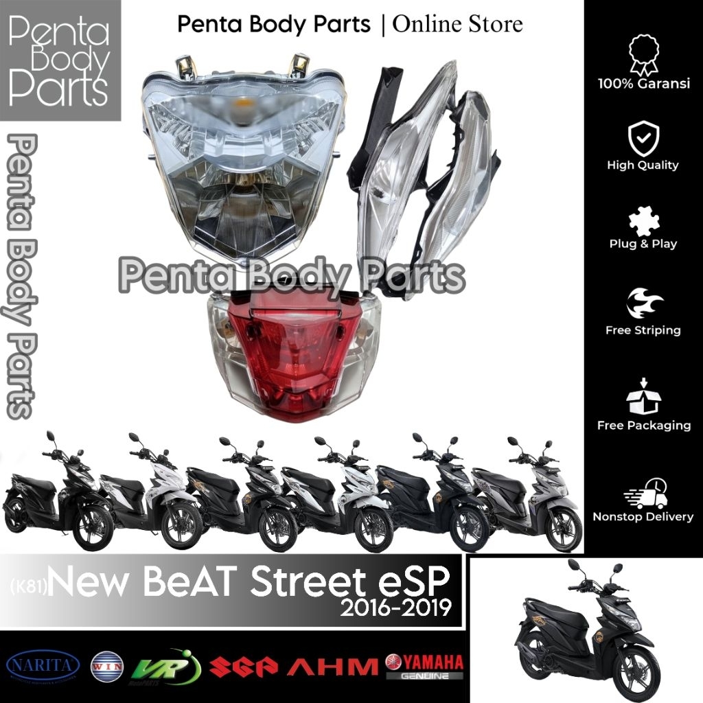 Full Set Reflektor Headlight Sein Back Light Assy Honda New BeAT Street eSP / Ful set Lampu Depan Se