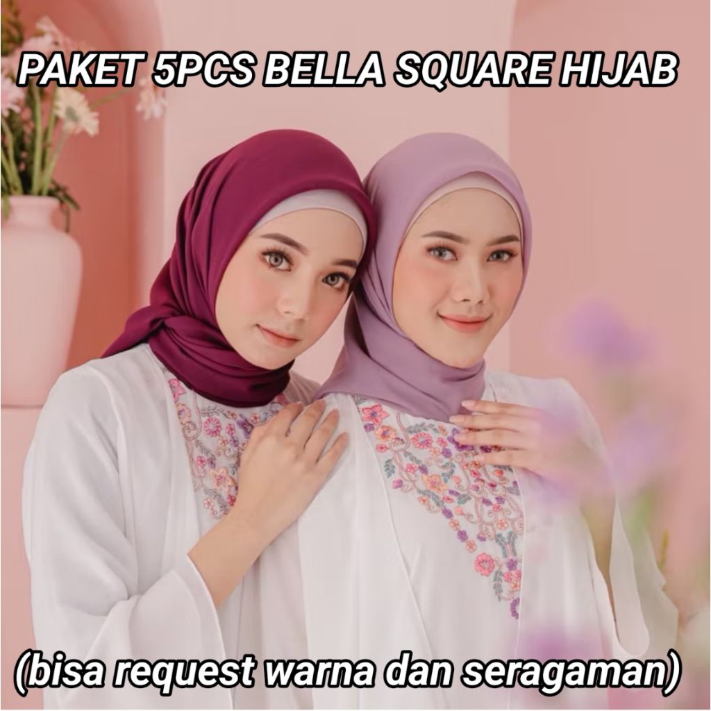 Paket hemat 5pcs Bella Square Premium/ Bella Square Premium/ Bella Square Hijab/ Bella Square hijab 
