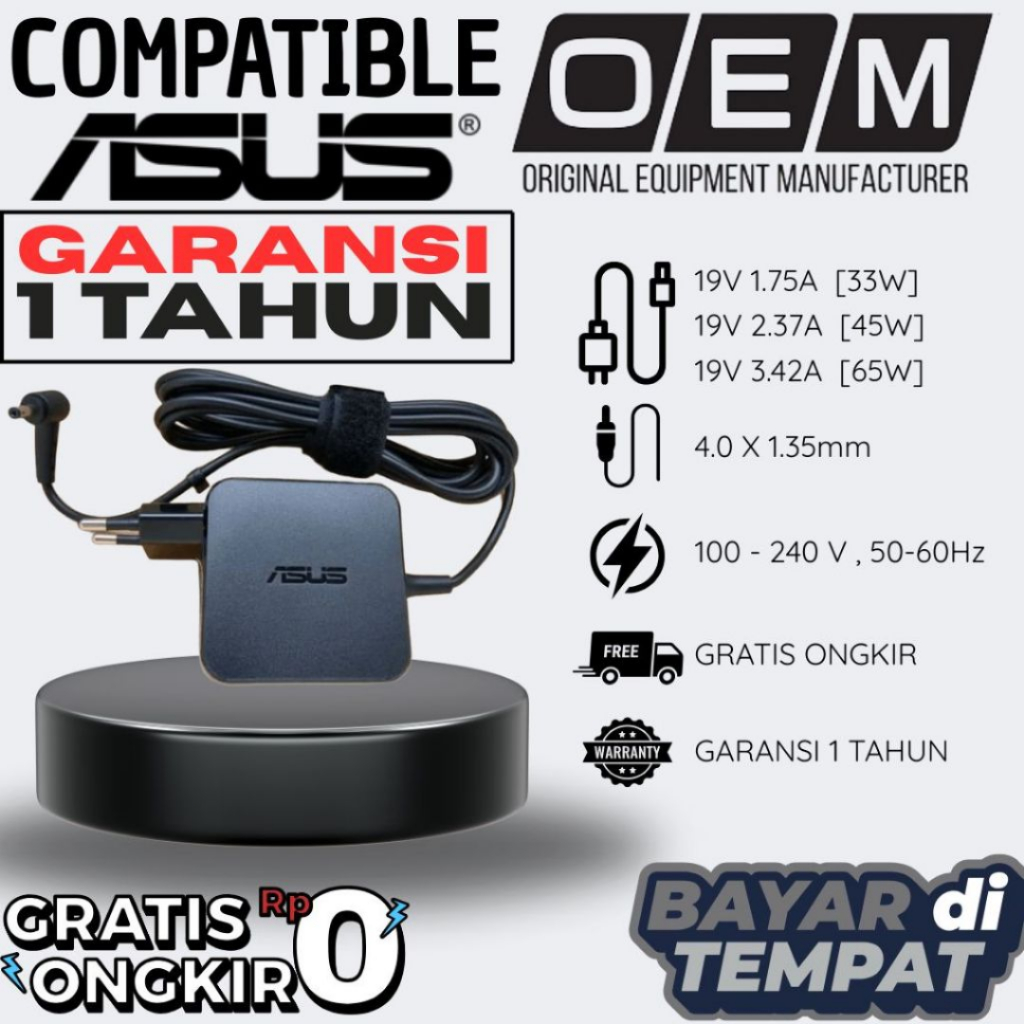 ASUS - Cas Laptop Asus  Colokan Kecil 19v 1.75A 2.37A 3.42A Asus X441M X453M X453S X441N X441S X453M