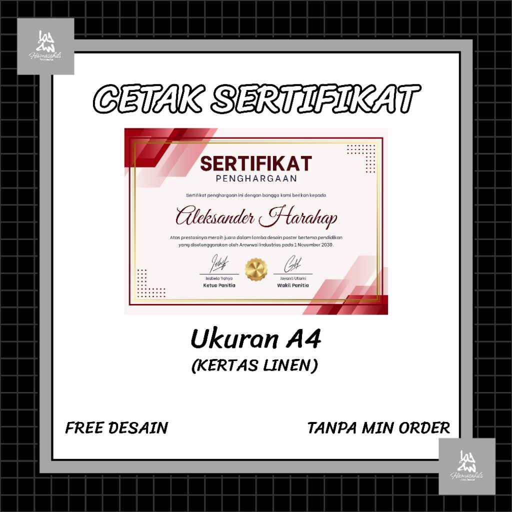 

Jasa Print/Cetak Piagam Penghargaan (Linen)