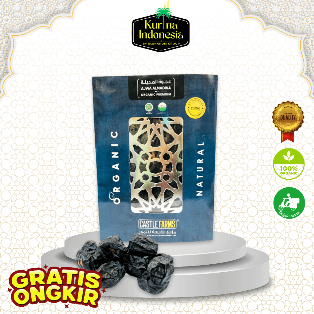 

Kurma Ajwa Castle 1kg / Ajwa Castle Farms Premium / Ajwa Organik Jumbo - Kurma Indonesia