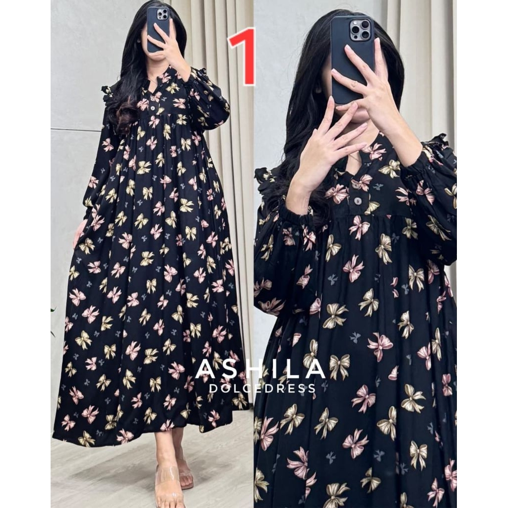 ReadyGamis katun Dolce dress ashila Ld 120 bahan katun twill tebal