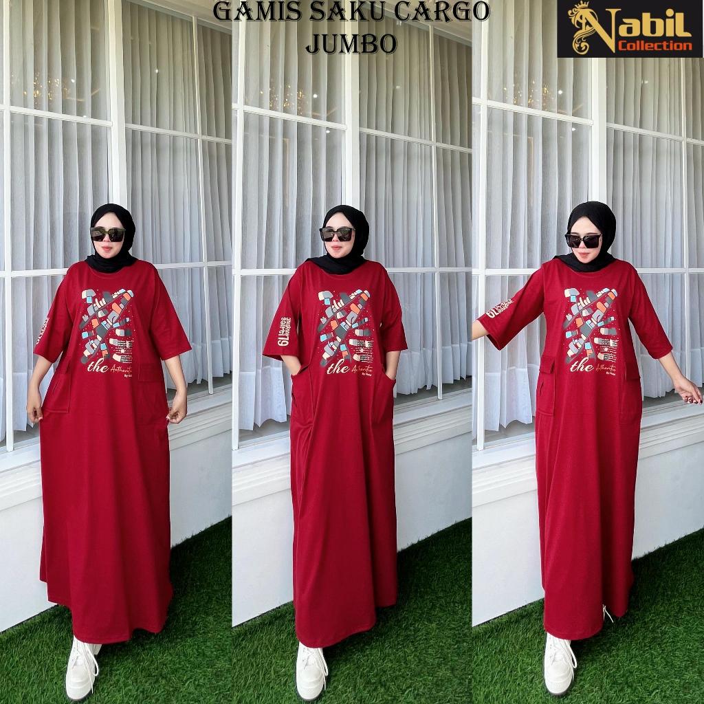 Gamis Cargo Kaos Jumbo Ld 120 Cotton Combad By Nabil