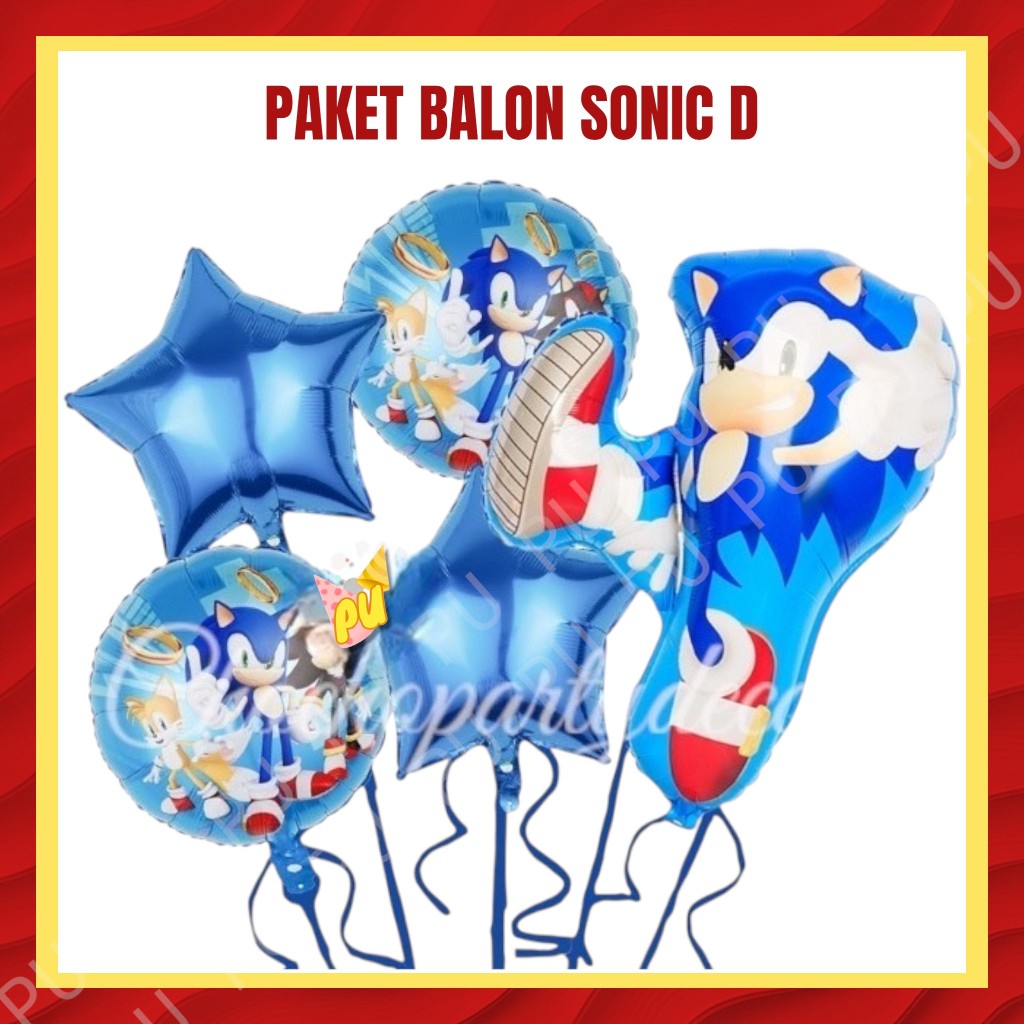 Paket Balon SONIC THE HEDGEHOG D / Dekorasi Ulang Tahun Super Sonic