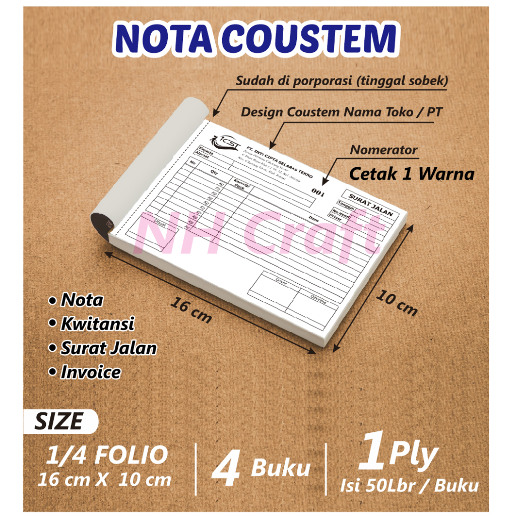 

Nota Custom 1/4 Folio | Cetak Nota Toko & Olshop Murah | Free Desain