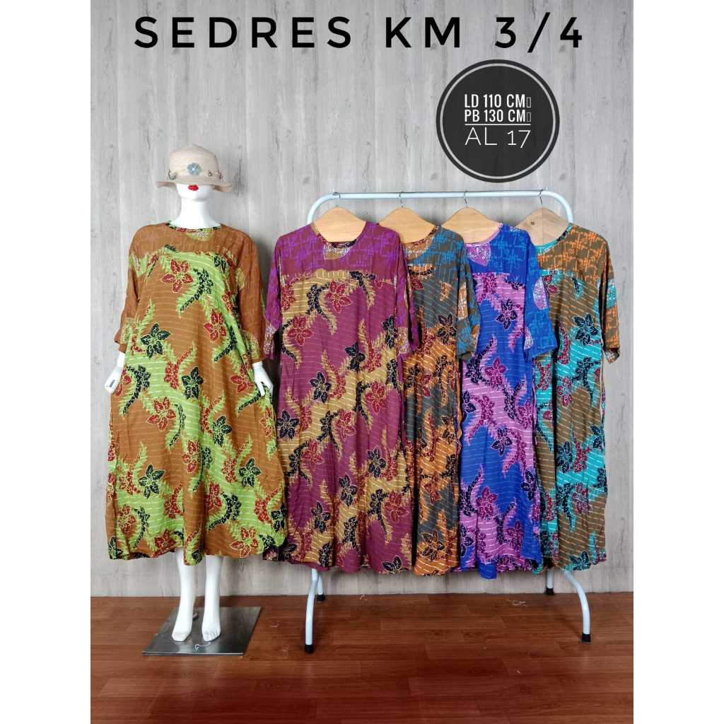 Sedress Klok Maria Rayon Midi Terbaru Lengan 3/4 Adem Tali Kanan Kiri