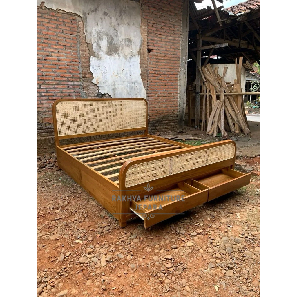 Divan Minimalis Jati Laci 2 Divan Vintage Jati Retro Tempat Tidur Jati Rotan King Queen Size Jati Je
