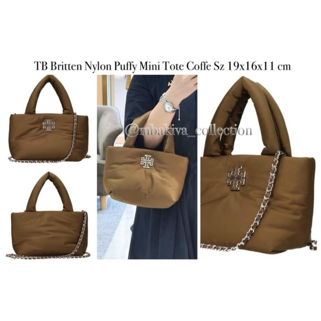TB Britten Nylon Puffy Mini Tote Coffe