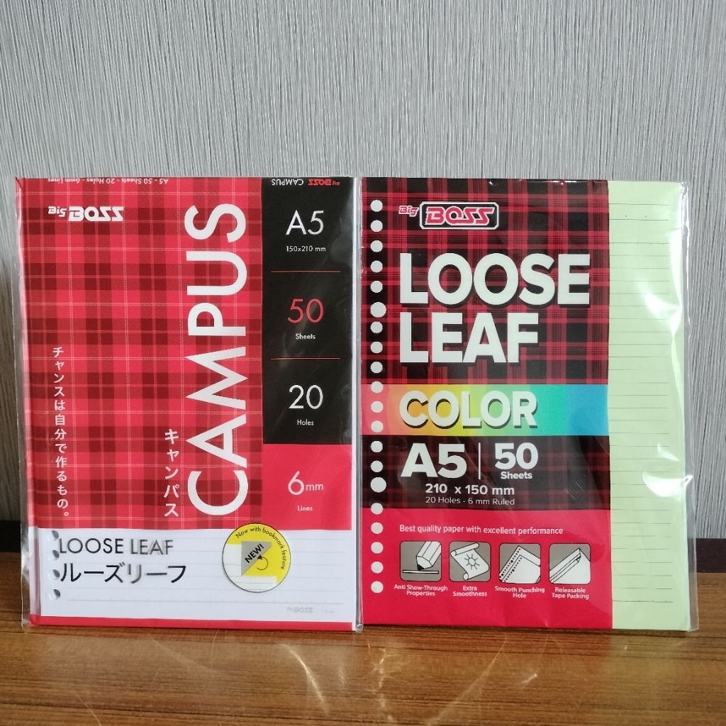

Loose Leaf Big Boss A5 isi 50 lembar Bergaris, 20 lubang / Kertas Binder (per 1 bungkus)