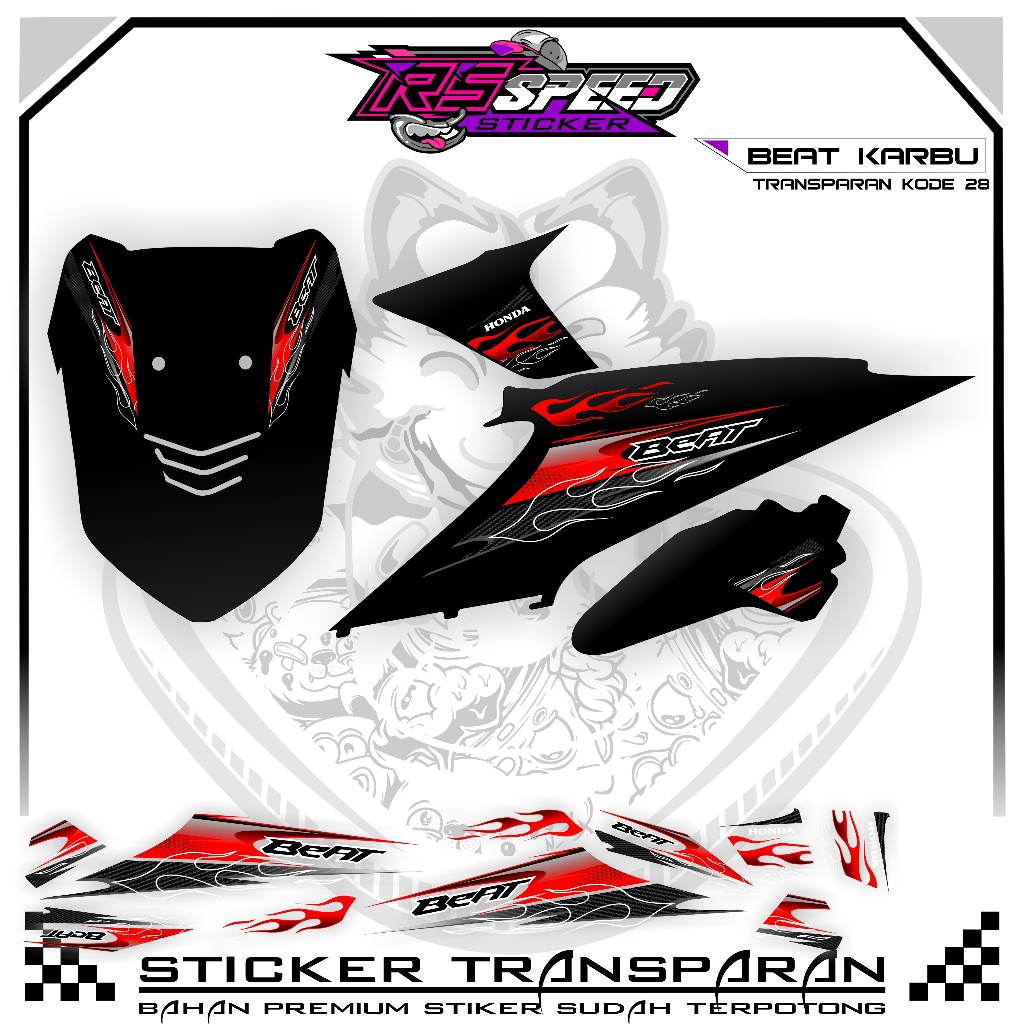 STRIPING BEAT KARBU 2010 VARIASI STIKER BEAT KARBU 2010 UV TRANSPARAN KODE 28 BAHAN PREMUM