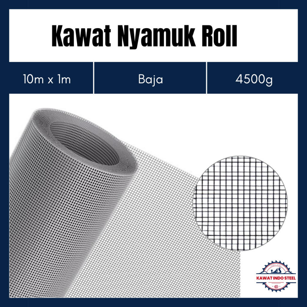Kawat Nyamuk Gulungan 10m x 0.9m – Hitam & Putih | Anti Serangga, Tahan Karat