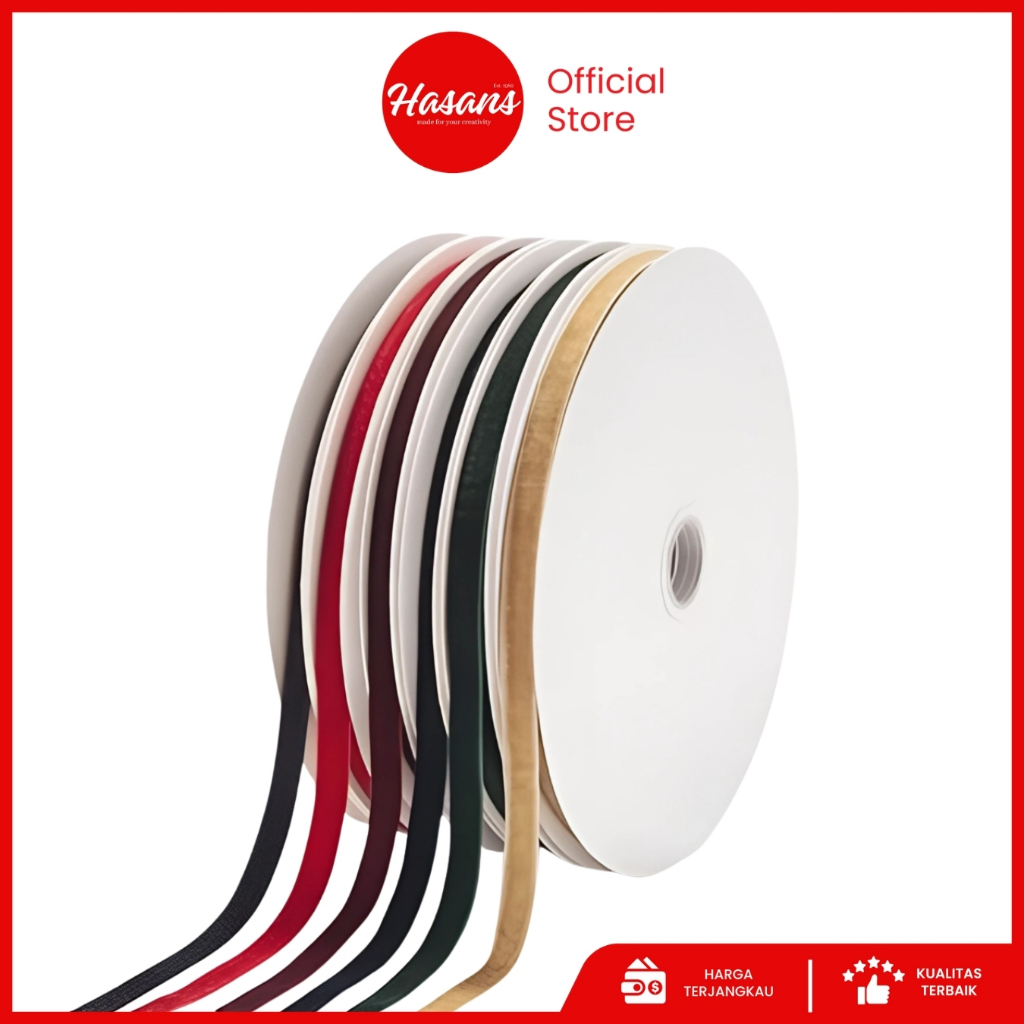 

[1 Roll] Pita Bludru 1/4 Inch / Pita Beludru 0.6 Cm / Pita Beludru Warna / Pita Velvet / Pita Kado Warna / Pita Bludru Polos 1/4