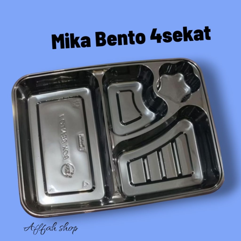 Plastik mika Bento 4 sekat @ pcs + tutup