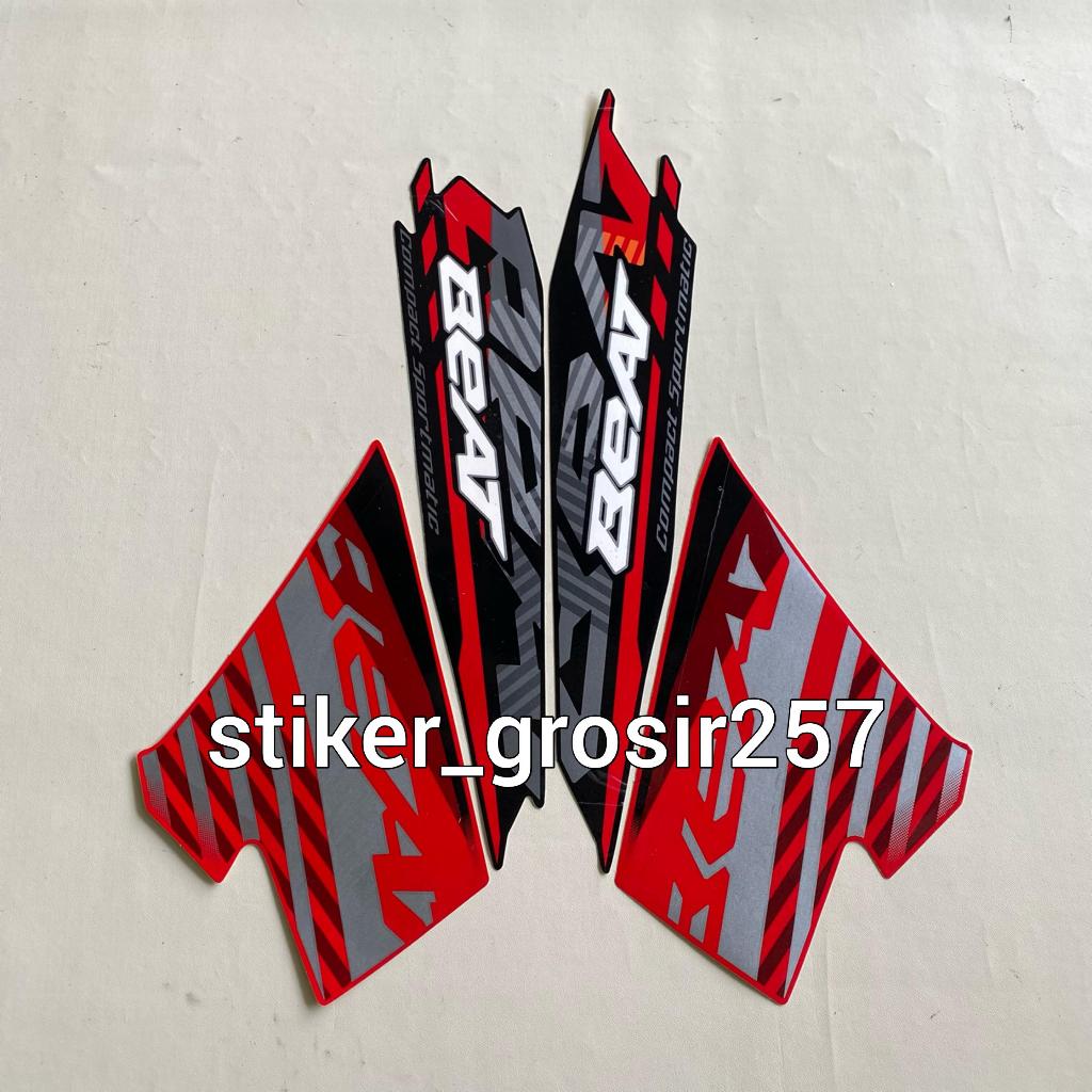 STIKER STRIPING LES LIST BODY MOTOR HONDA BEAT FI NEW 2021 2022 HITAM MERAH