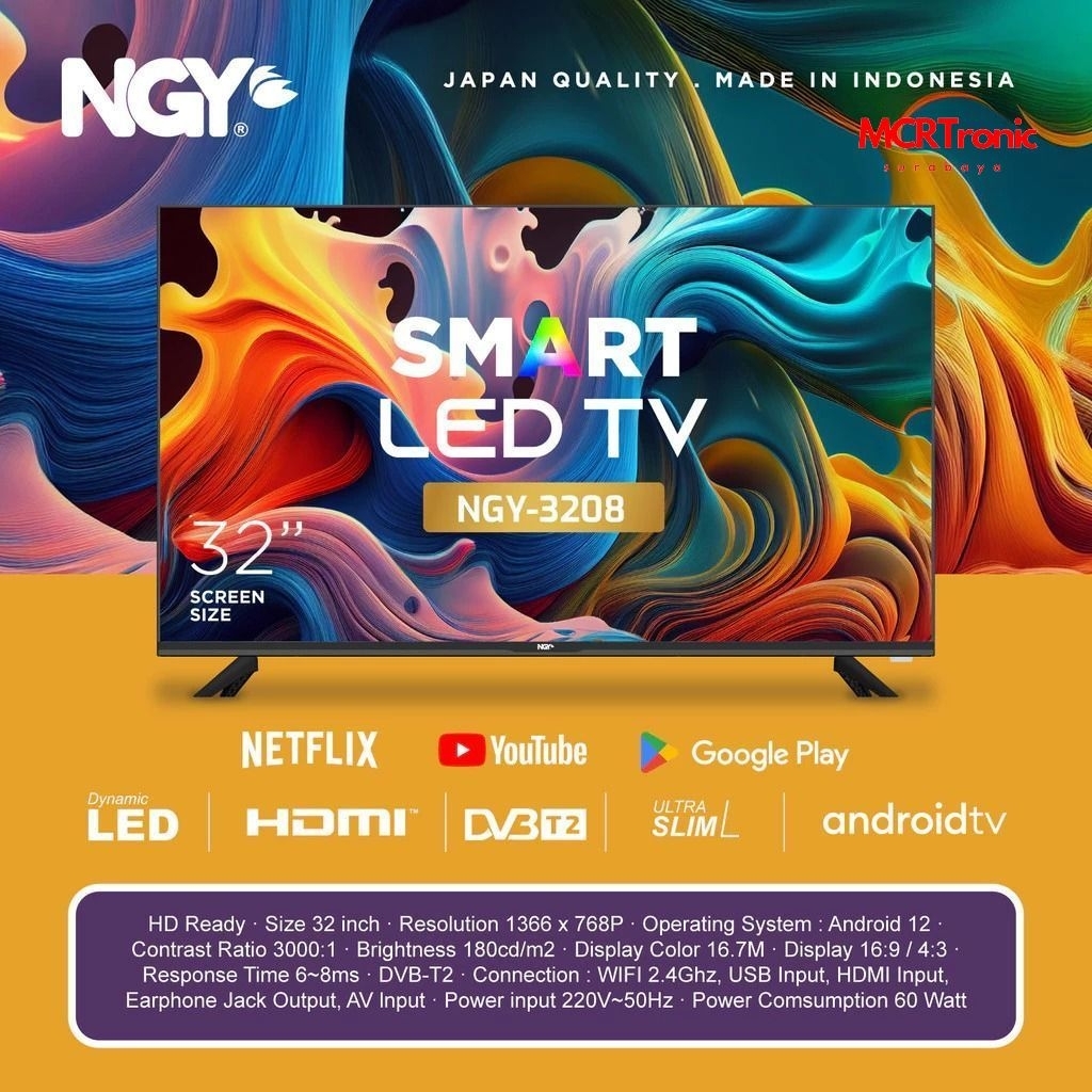 NAGOYA NGY-3208S SMART TV LED 32 INCHI HDMI USB ANDROID TV SLIM GARANSI RESMI 1 TAHUN