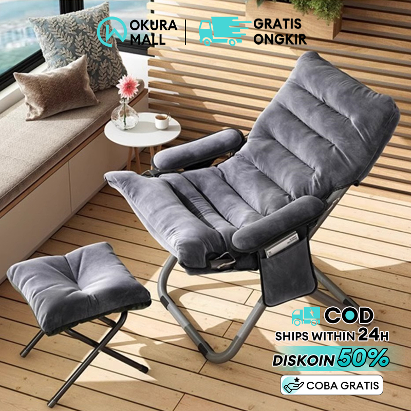 Kursi Malas Tempat Tidur Lipat Sofa Kursi Santai Dengan Sandaran Kursi Multifungsi