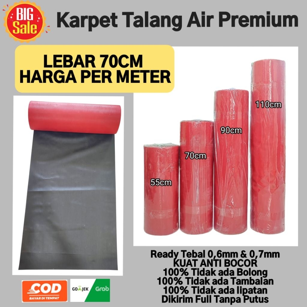 Karpet Talang Air Merah Hitam Lebar 70cm Pelindung Atap Rumah Kuat Tebal Anti Bocor | Talang Karet A