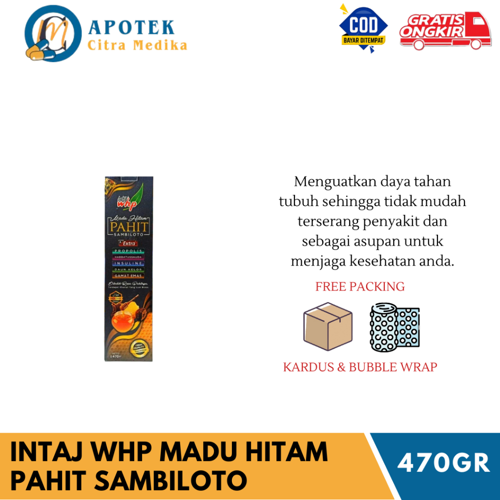 INTAJ WHP MADU HITAM PAHIT SAMBILOTO (470GR) - MENINGKATKAN DAYA TAHAN TUBUH, MENGOBATI DIABETES/DLL