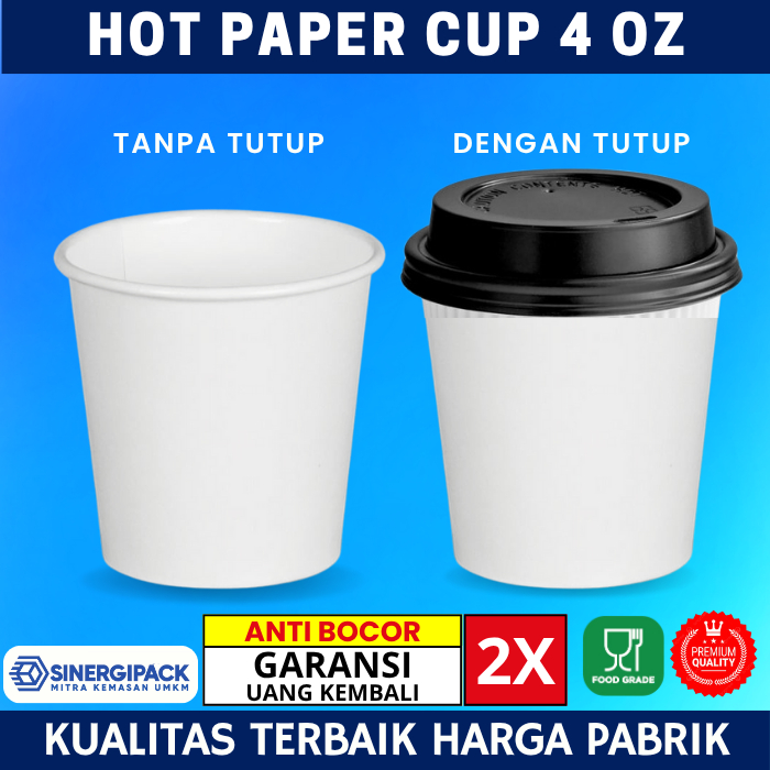 Paper cup 4 oz dengan Tutup - Paper cup mini 4 oz - Gelas kertas 4 oz