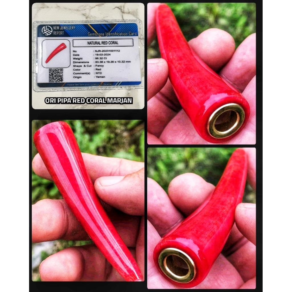 original pipa batu red marjan coral ( lobang nya multi ya )