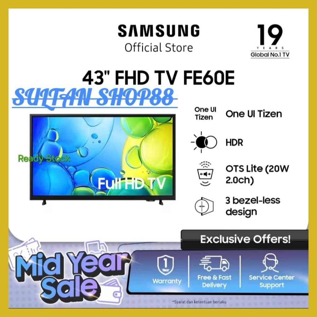 SAMSUNG SMART TV 43FE60EF 43 INCH ONE UI TIZEN HDR l SAMSUNG 43FE60EF SMART TV FULL HD