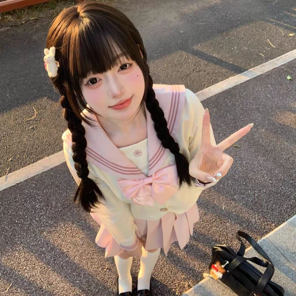Tsuki seifuku baju seragam jepang pink Lolita cute 004