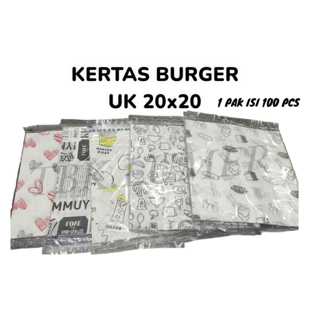 

KERTAS ROTI/KERTAS KUE/kertas burger kecil MOTIF ISI 100 LEMBAR/kertas makanan