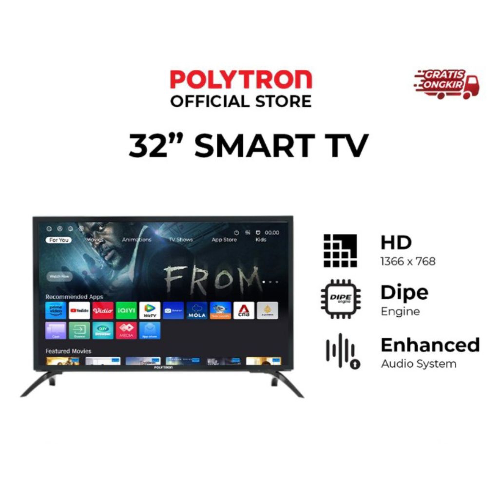 POLYTRON SMART TV 32CV1869 - SMART TV POLYTRON 32 INCH - TV POLYTRON SMART YOUTUBE MOLA - TV LED POL