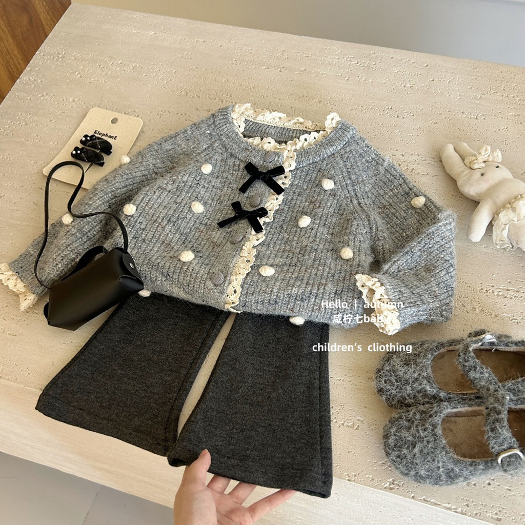 Bebe Nara Set winter anak perempuan / set cardigan cutbray anak perempuan
