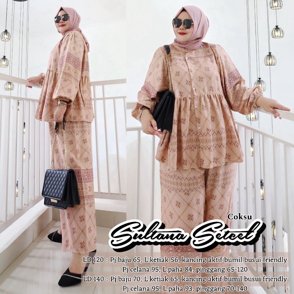 SETCEL Jumbo kode Sultana - ONE SET JUMBO TERBARU LD 140 120 - Motif Cantik 4XL XXL - Rayon Diamond 