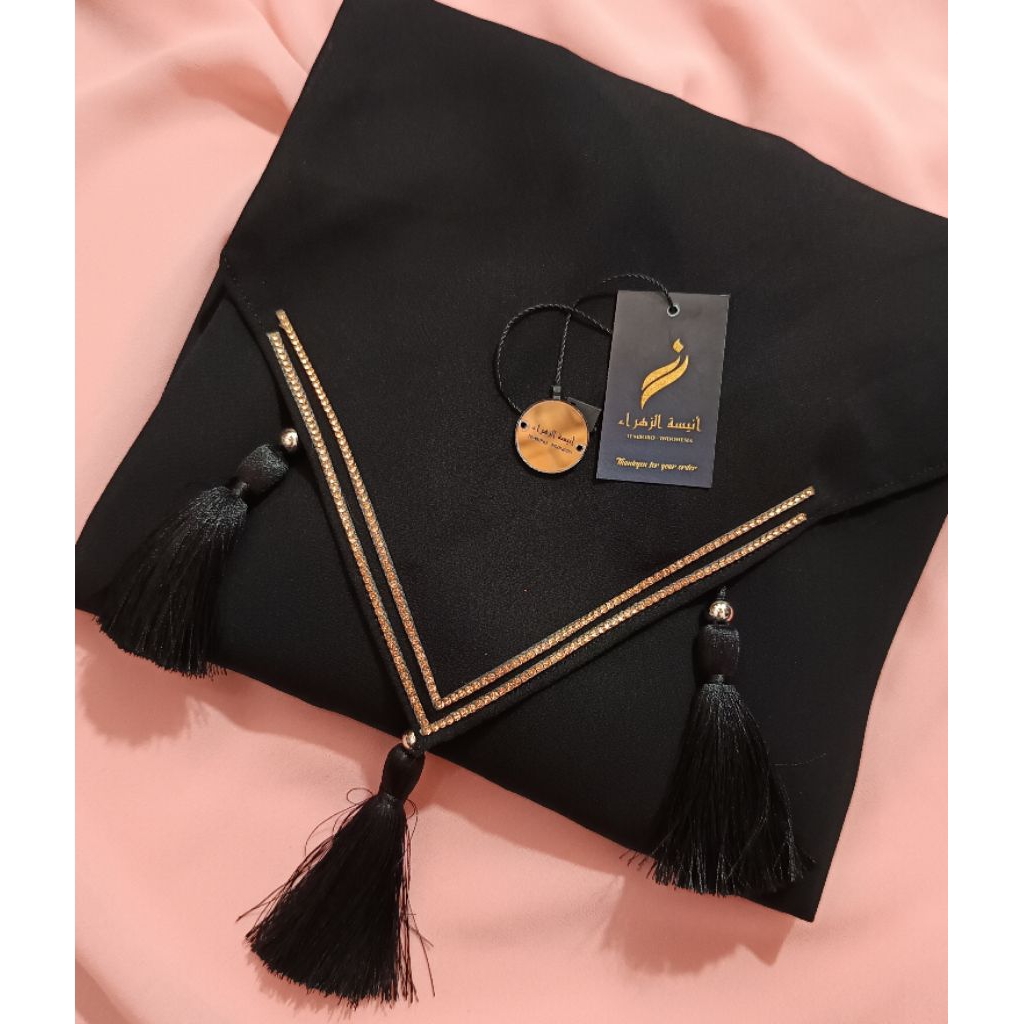 Khimar AMYRA segiempat zipper/ Black Series/ hijab tassel/ set cadar/ kekinian/ hijab trendy