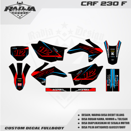 DECAL CRF 230 F FULLBODY (005) DEKAL STIKER 230F HITAM MERAH KUNING HIJAU BIRU GOLD PINK ORANGE ABU 