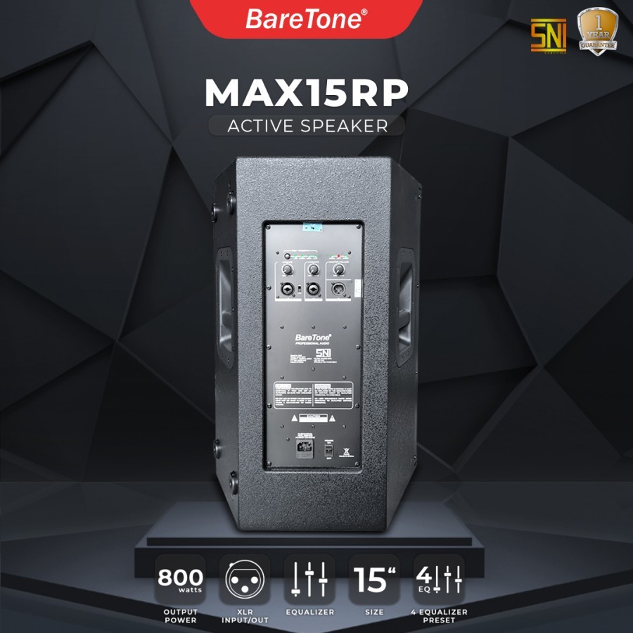 ACTIVE SPEAKER BARETONE MAX 15RP 800 WATT BOX KAYU HARGA 1 UNIT GARANSI 1 TAHUN RESMI / Hardwell VIS
