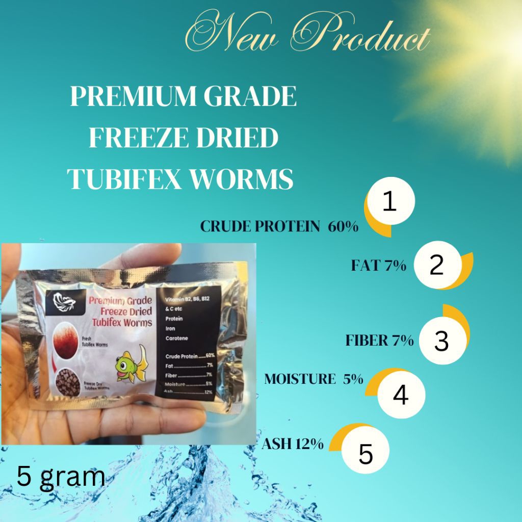 Pakan ikan hias cacing sutra kering / tubifex worms / cacing sutra kering