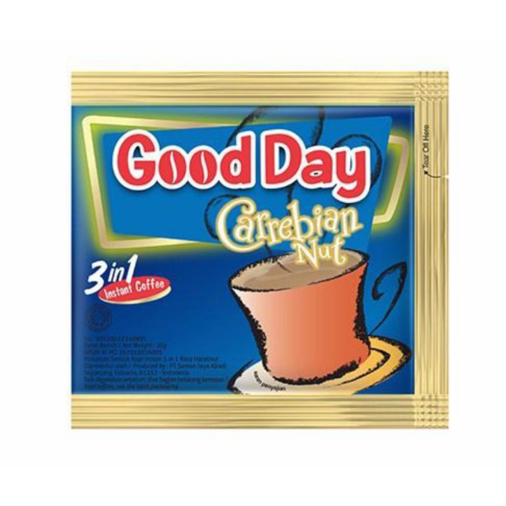 

Good day CARREBIAN NUT kopi instan 3 in 1, 1renceng 10 sachet