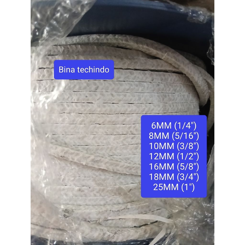 18MM GLAND PACKING ASBESTOS PTFE 18MM. GLAND PACKING PUTIH 18MM. GLAND PACKING. SEAL POMPA